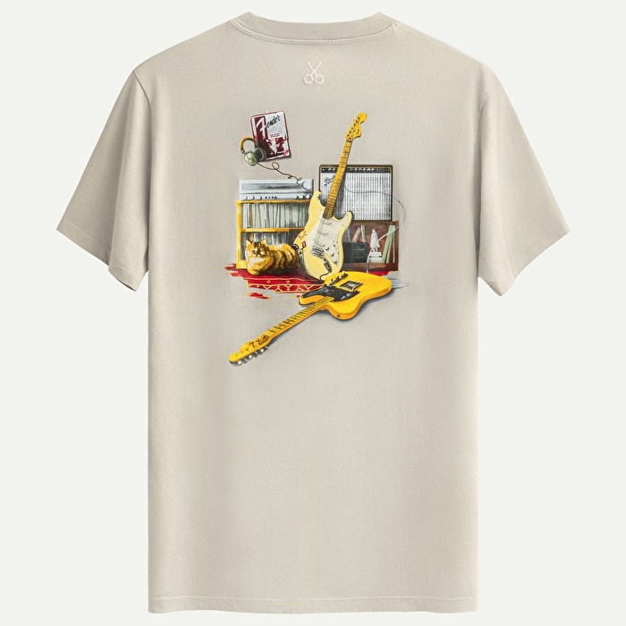 KAFT X FENDER X ZUHAL Vintage Room - Bone - Tasarım T-Shirt - Unisex